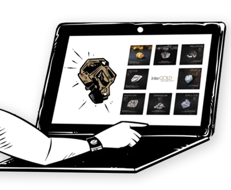 Illustration eines Laptops der die interGOLD Edelmetalle Seite aufruft.